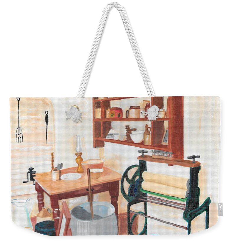 Holy Austin Weekender Tote Bag featuring the painting Holy Austin kitchen by David Bigelow