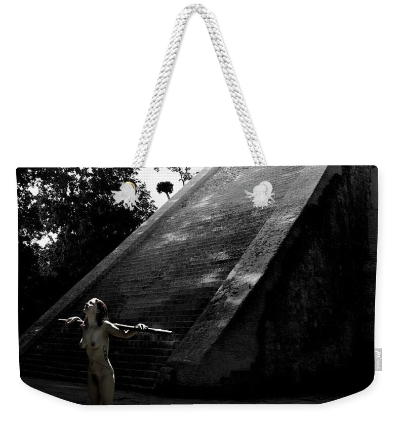 Nude Weekender Tote Bag featuring the photograph Homage at Temple IV by Mark Gomez