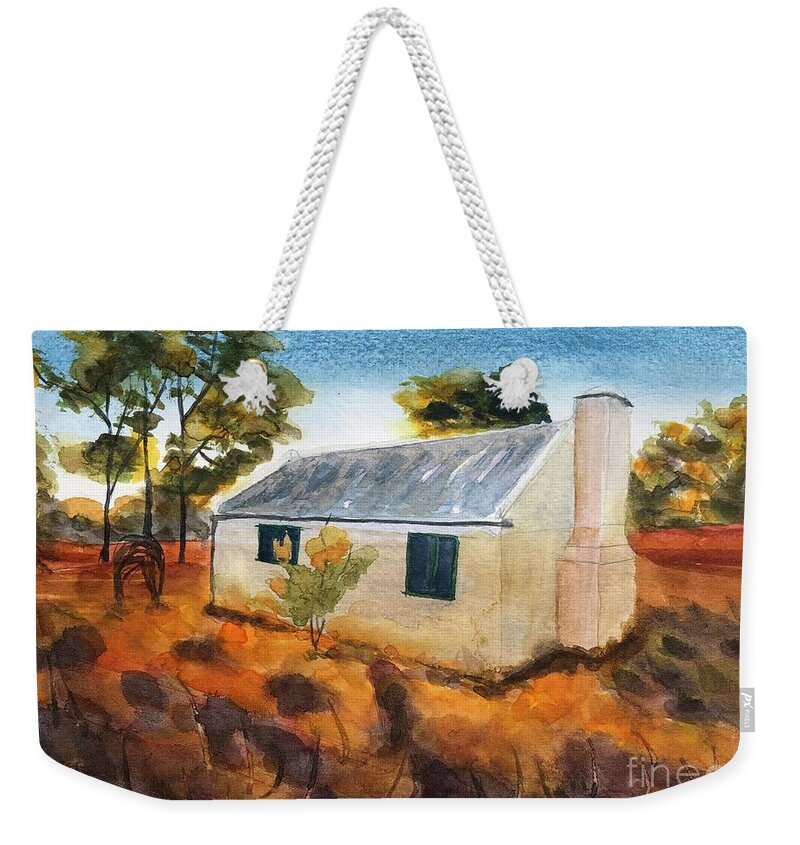 Albert Namatjira Weekender Tote Bag featuring the painting Home of Albert Namatjira by Vicki B Littell