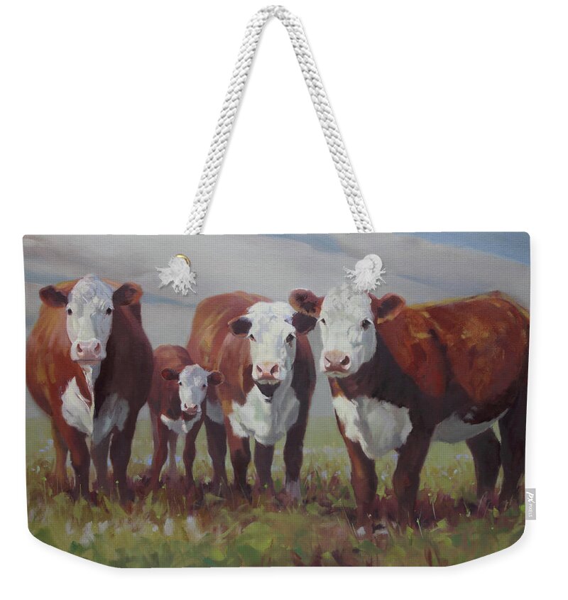 Farm Animals Weekender Tote Bag featuring the painting Home on the Range by Carolyne Hawley