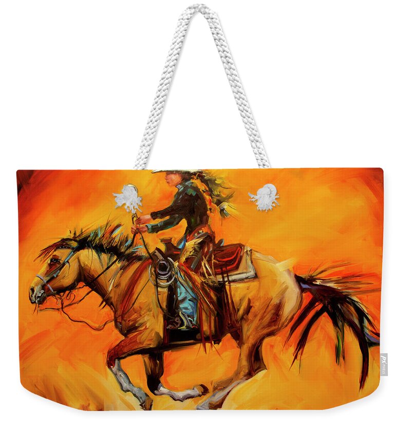 Diane Whitehead Weekender Tote Bag featuring the painting Home on the Range by Diane Whitehead