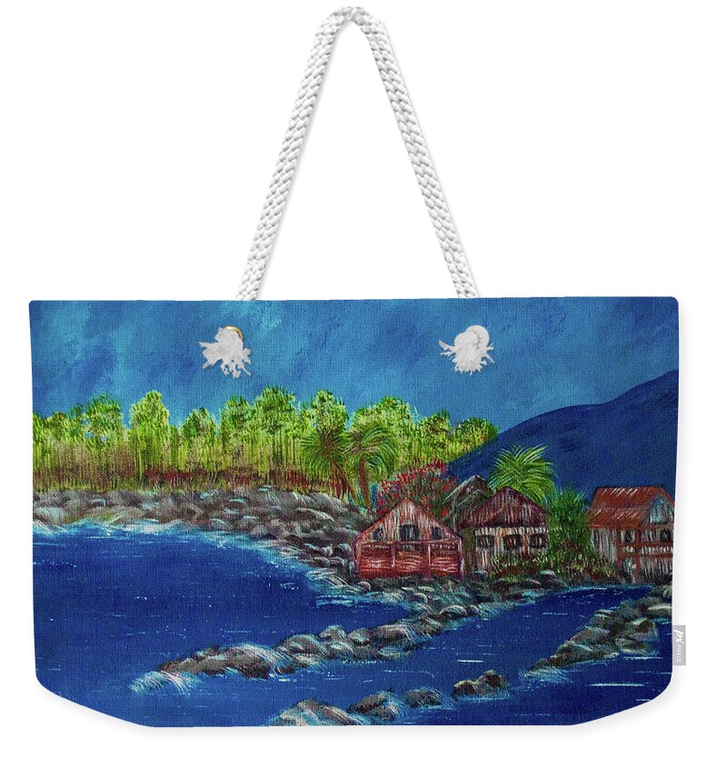 Honaunau Weekender Tote Bag featuring the painting Honaunau Bay by Randy Sylvia