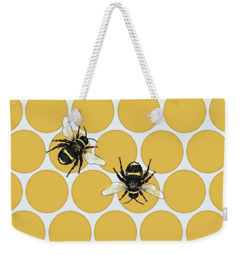 Bee Weekender Tote Bag featuring the digital art Honey bee by Konni Jensen