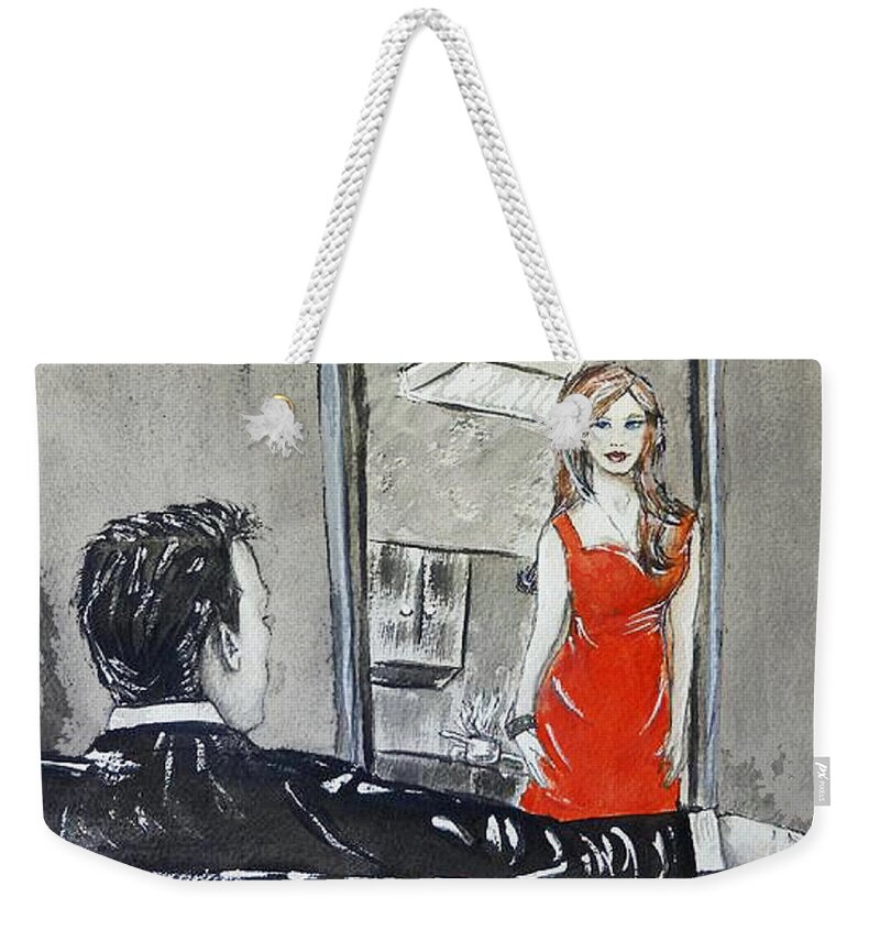 Kelly Mills Weekender Tote Bag featuring the painting Honey, Dinner's Ready by Kelly Mills