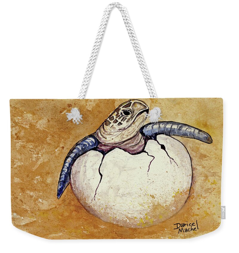 Honu Weekender Tote Bag featuring the painting Honu Hatchling by Darice Machel McGuire