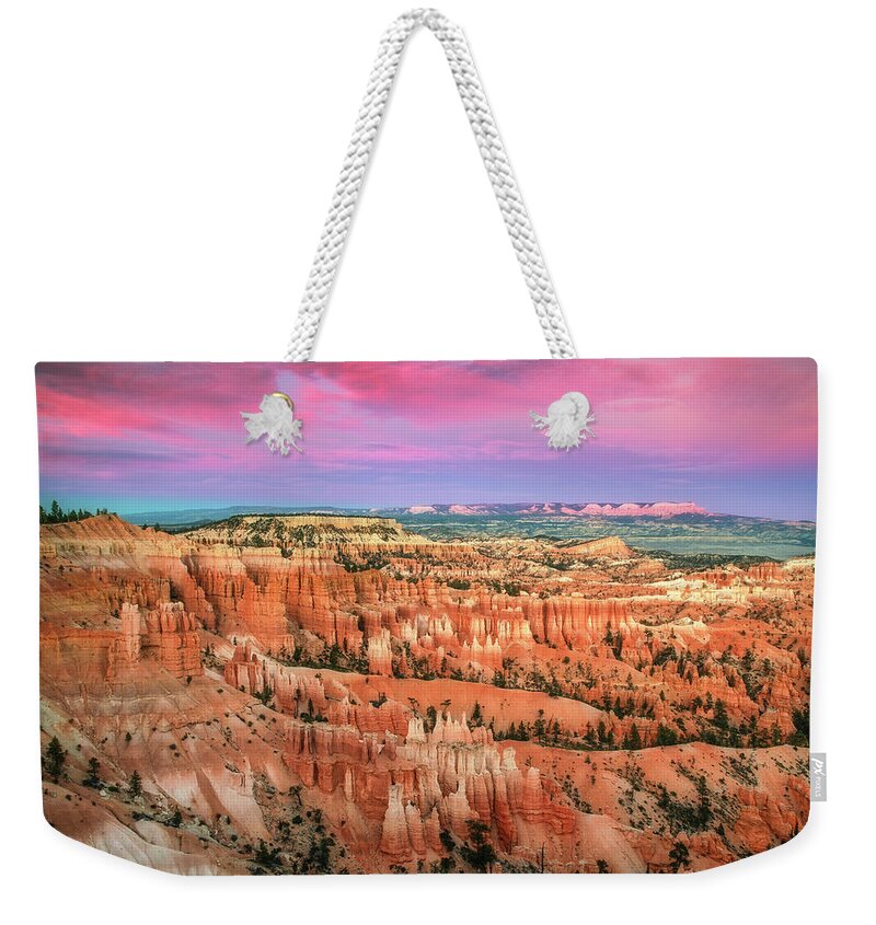 America Weekender Tote Bag featuring the photograph Hoodoo Sunset by Andy Crawford