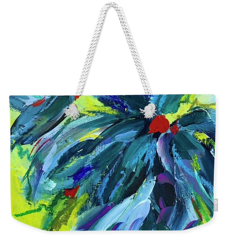 Colorful Weekender Tote Bag featuring the mixed media Hope In The Garden by Bonny Butler