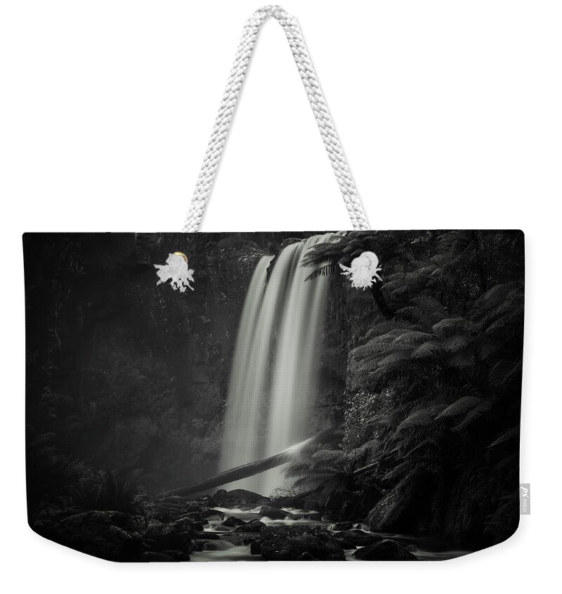 Monochrome Weekender Tote Bag featuring the photograph Hopetoun Falls by Grant Galbraith