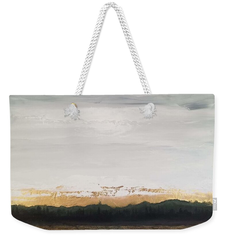  Weekender Tote Bag featuring the painting Horizon Gold by Caroline Philp