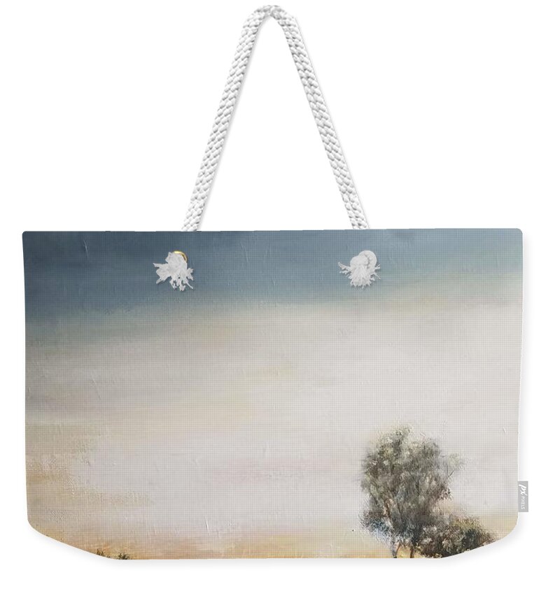  Weekender Tote Bag featuring the painting Horizon trees. by Caroline Philp