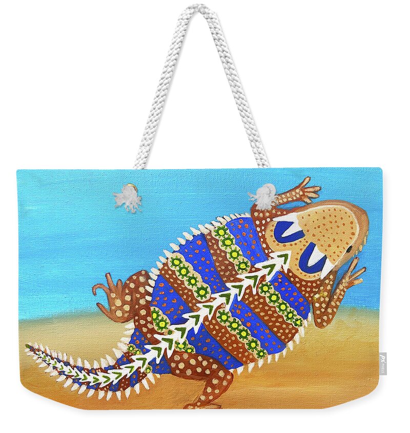 Horny Toad Weekender Tote Bag featuring the painting Horny Toad by Christina Wedberg