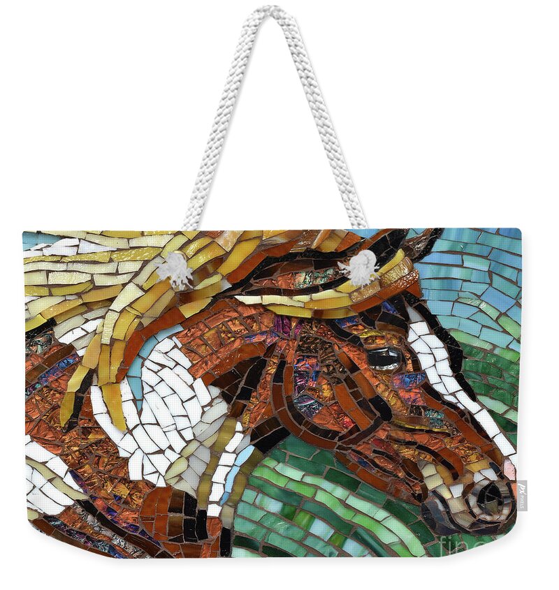 Cynthie Fisher Weekender Tote Bag featuring the painting Horse Glass Mosaic by Cynthie Fisher