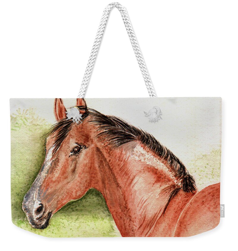 Horse Painting Weekender Tote Bag featuring the painting Horse in Breeze by Remy Francis