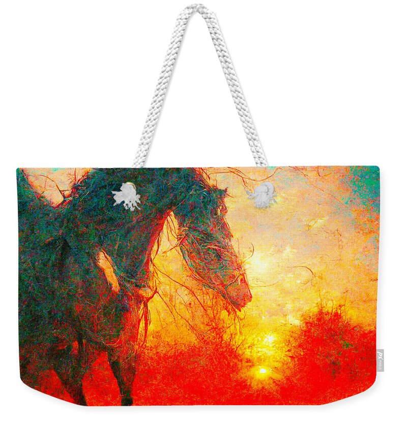 Horse Weekender Tote Bag featuring the digital art Horses #4 by Craig Boehman