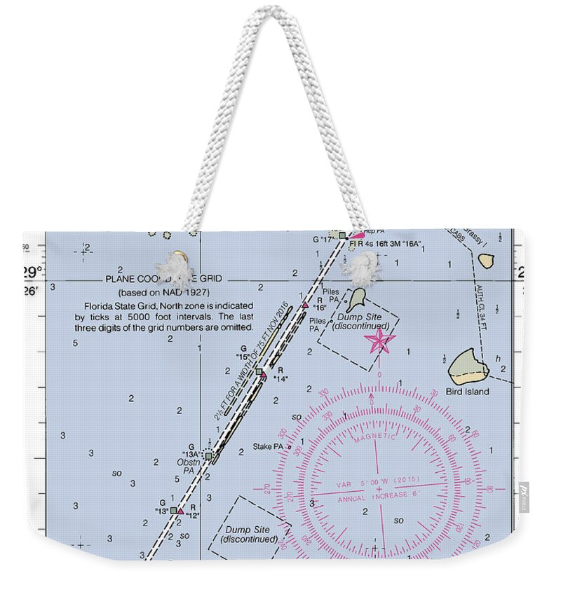 Horseshoe Beach Weekender Tote Bag featuring the digital art Horseshoe Beach, NOAA Chart 11407_2 by Nautical Chartworks