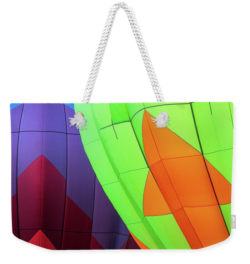 New Jersey Weekender Tote Bag featuring the photograph Hot Air Balloons Up Close by Kristia Adams
