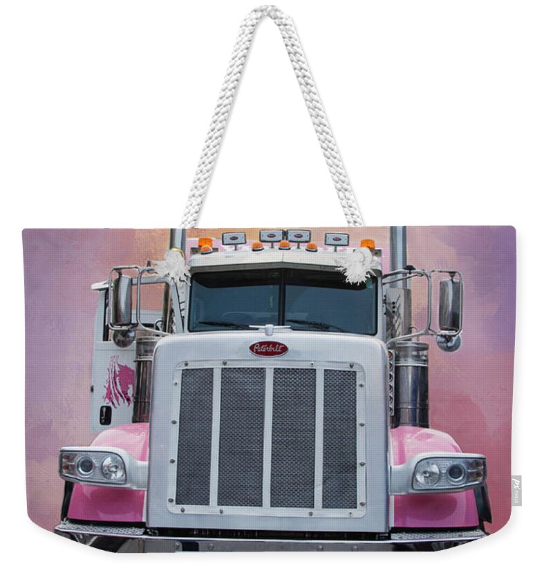 Lady Truckers Weekender Tote Bag featuring the photograph Hot Pink Peterbilt by Theresa Tahara