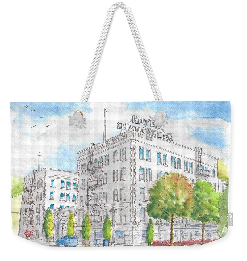 Hotel Chancellor Weekender Tote Bag featuring the painting Hotel Chancellor, Los Angeles, California by Carlos G Groppa