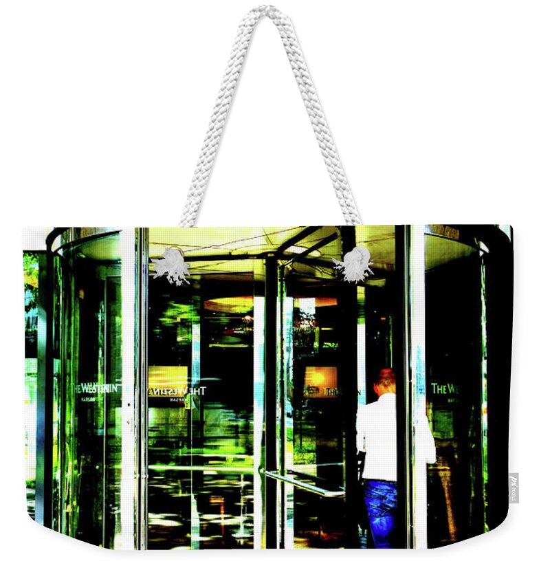 Hotel Weekender Tote Bag featuring the photograph Hotel Entrance In Warsaw, Poland 3 by John Siest