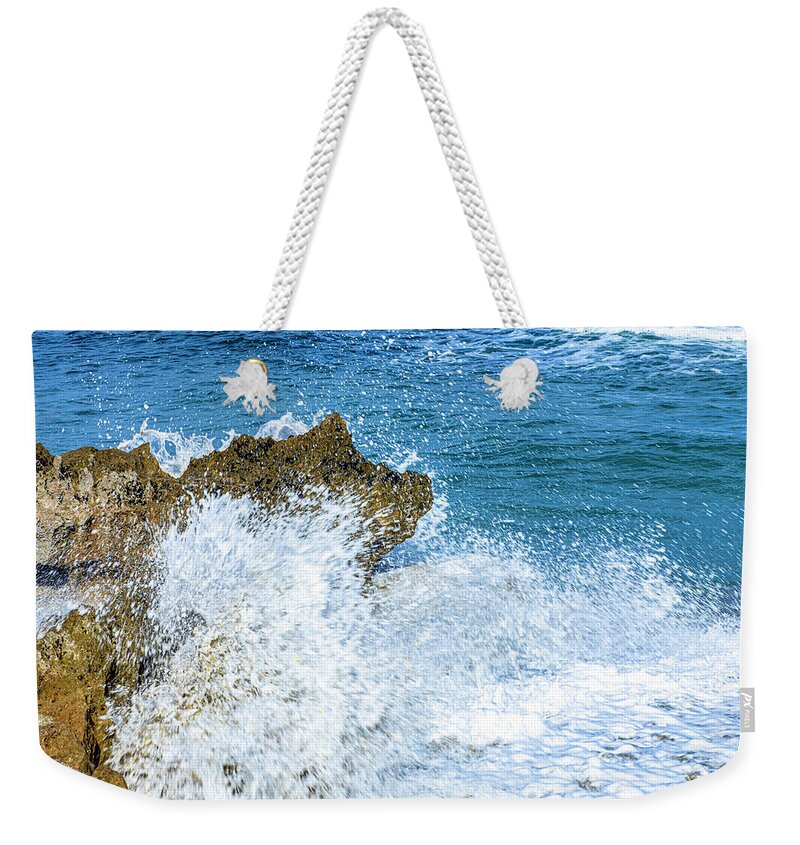 Wave Weekender Tote Bag featuring the photograph House of Refuge Wave Crash by Blair Damson