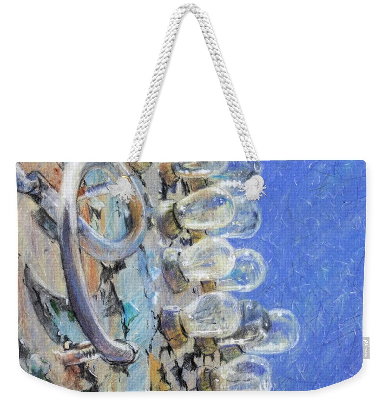 Neon Weekender Tote Bag featuring the drawing How to Change a Lightbulb by Lisa Tennant