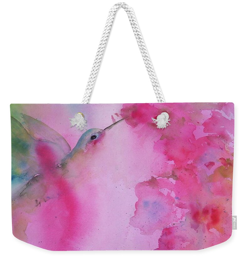 Hummingbird Weekender Tote Bag featuring the painting Hummertime by Sandy Collier