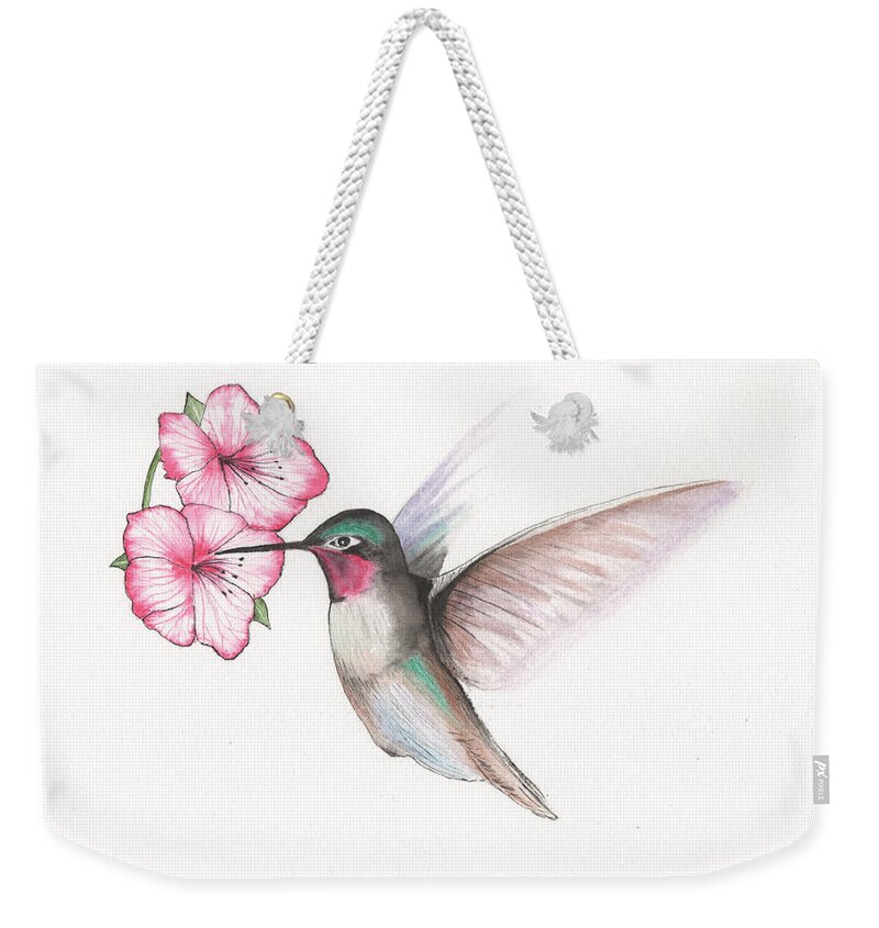 Hummingbird Weekender Tote Bag featuring the painting Hummingbird #1 by Bob Labno