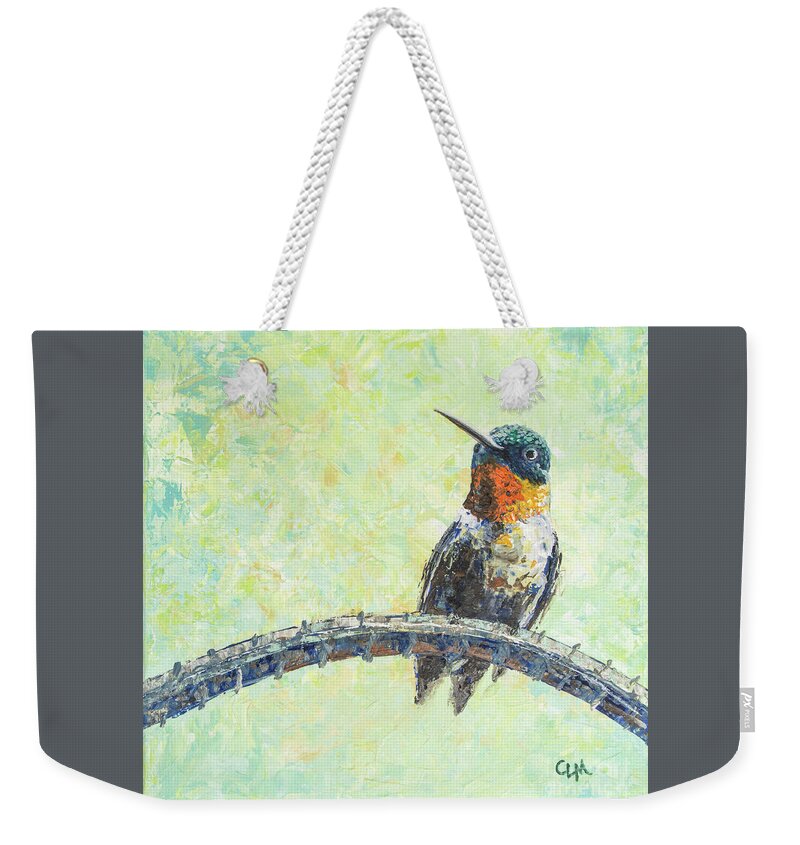 Hummingbird Weekender Tote Bag featuring the painting Hummingbird by Cheryl McClure