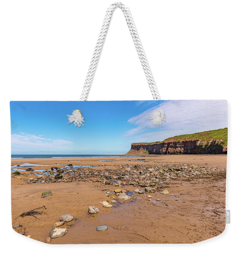 Huntcliff Weekender Tote Bag featuring the photograph Huntcliff, Saltburn beach by Gary Eason