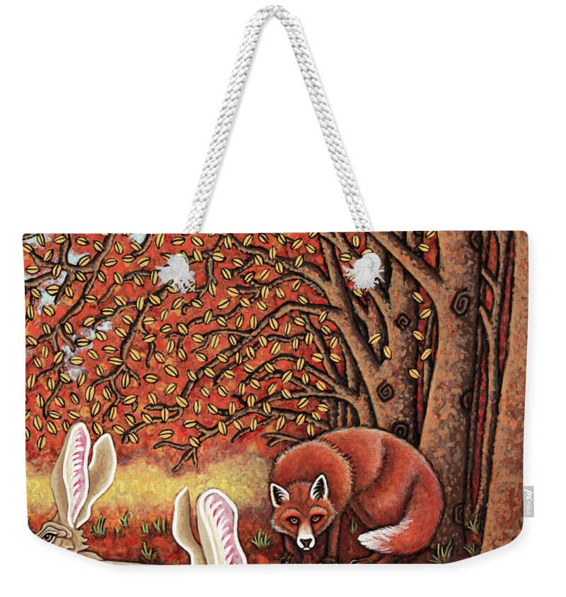 Hare Weekender Tote Bag featuring the painting Hunter Afternoon by Amy E Fraser