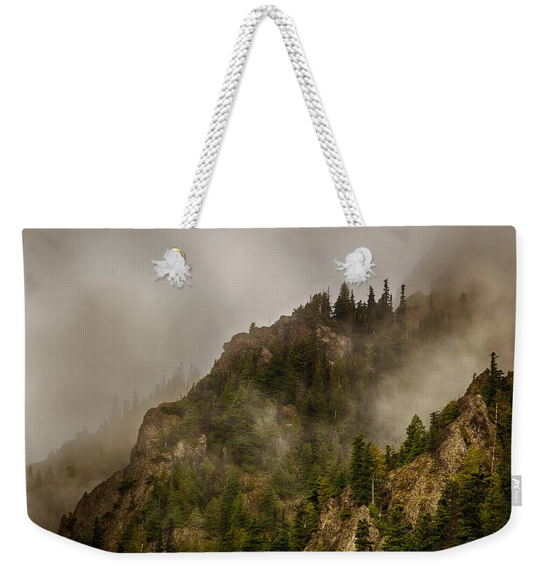 Shi Weekender Tote Bag featuring the photograph Hurricane Ridge Fog by Amanda Jones