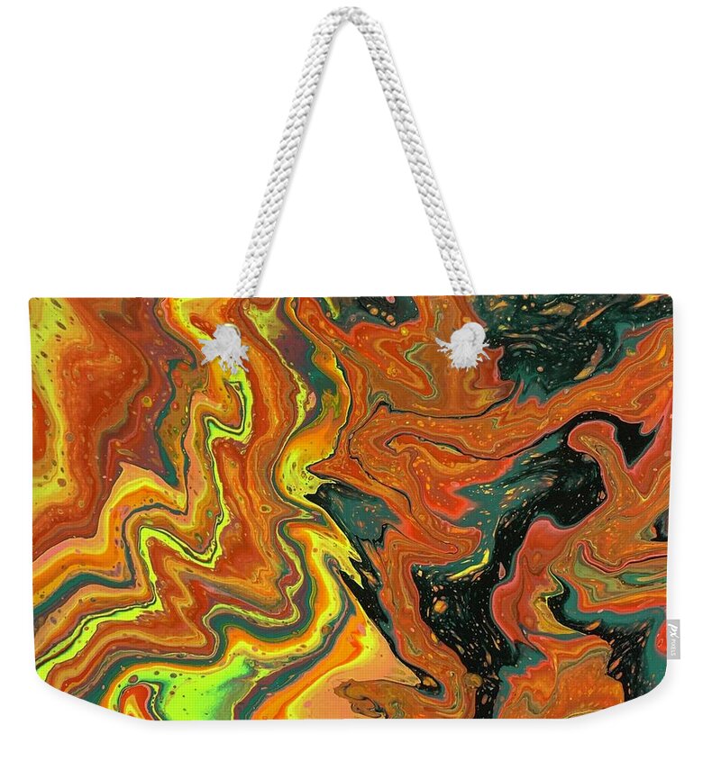 Trippy Weekender Tote Bag featuring the painting Hybrid by Nicole DiCicco