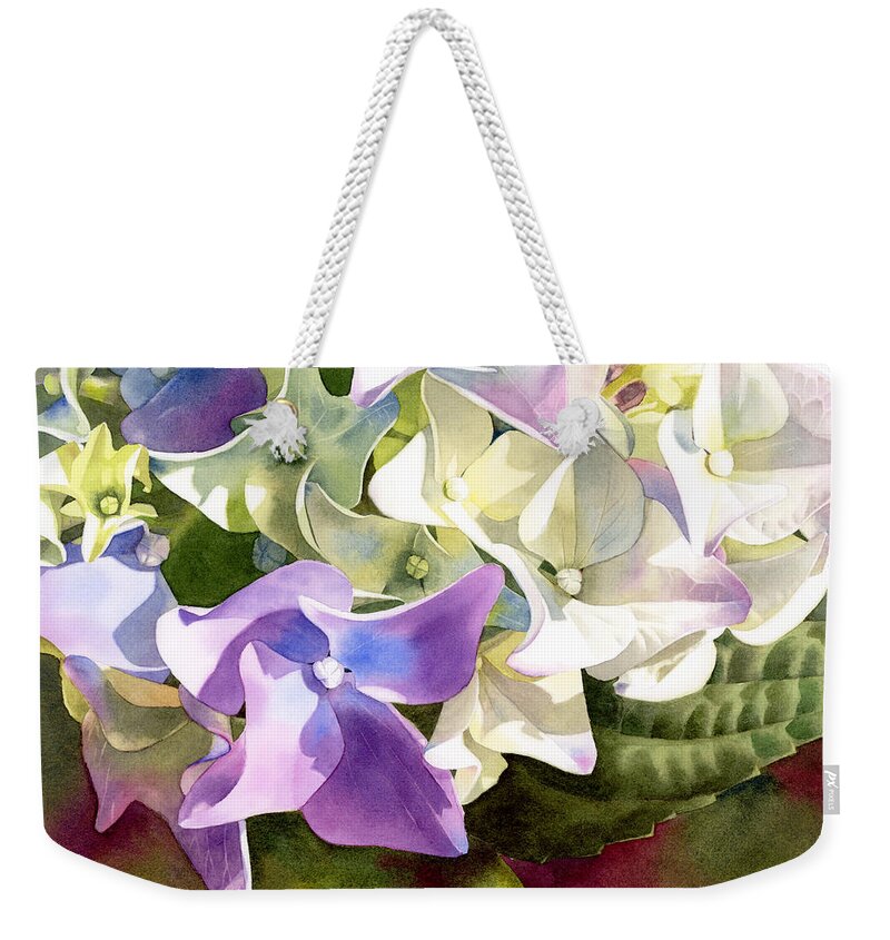 Hydrangea Weekender Tote Bag featuring the painting Hydrangea by Espero Art