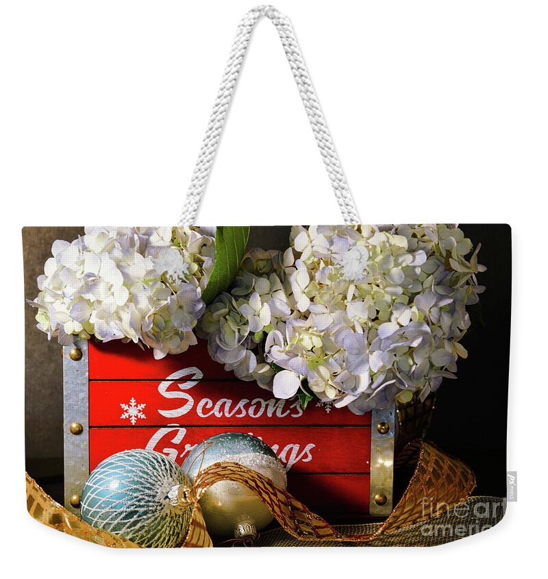 In-house Weekender Tote Bag featuring the photograph Hydrangea Seasonal Box by Diana Mary Sharpton
