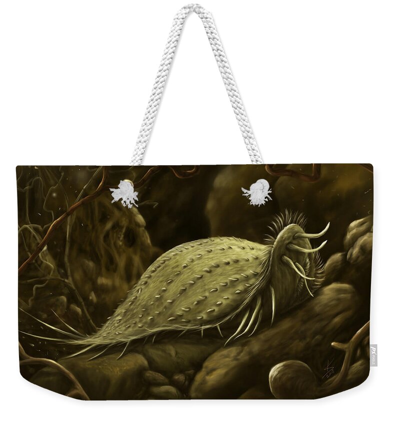 Protozoa Weekender Tote Bag featuring the digital art Hypotrich ciliate by Katelyn Solbakk
