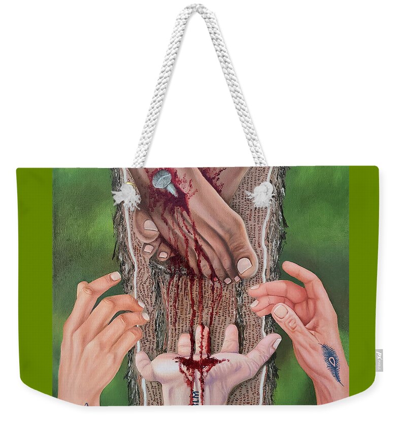 Social Awareness Weekender Tote Bag featuring the painting I Am My Brother's Keeper by Vic Ritchey