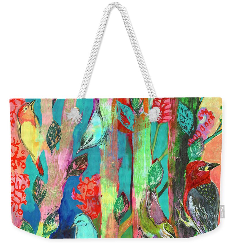 Bird Weekender Tote Bag featuring the painting I Am One Of Many by Jennifer Lommers