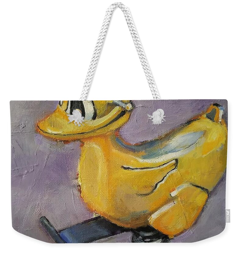 Duck Weekender Tote Bag featuring the painting I Believe I Can Fly by Jean Cormier