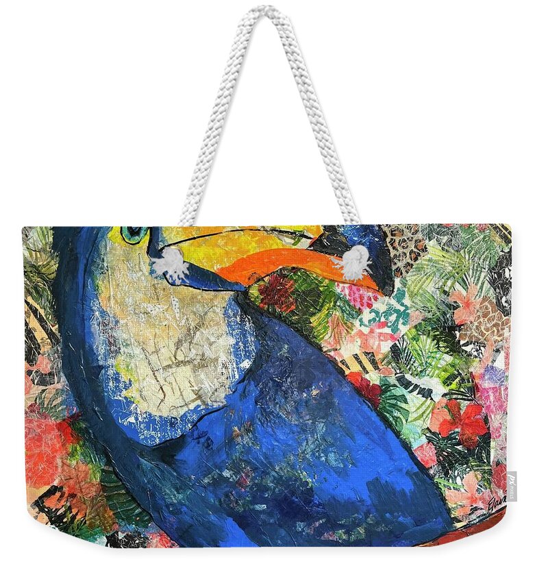 Jungle Birds Weekender Tote Bag featuring the painting I can, you can, toucan by Elaine Elliott
