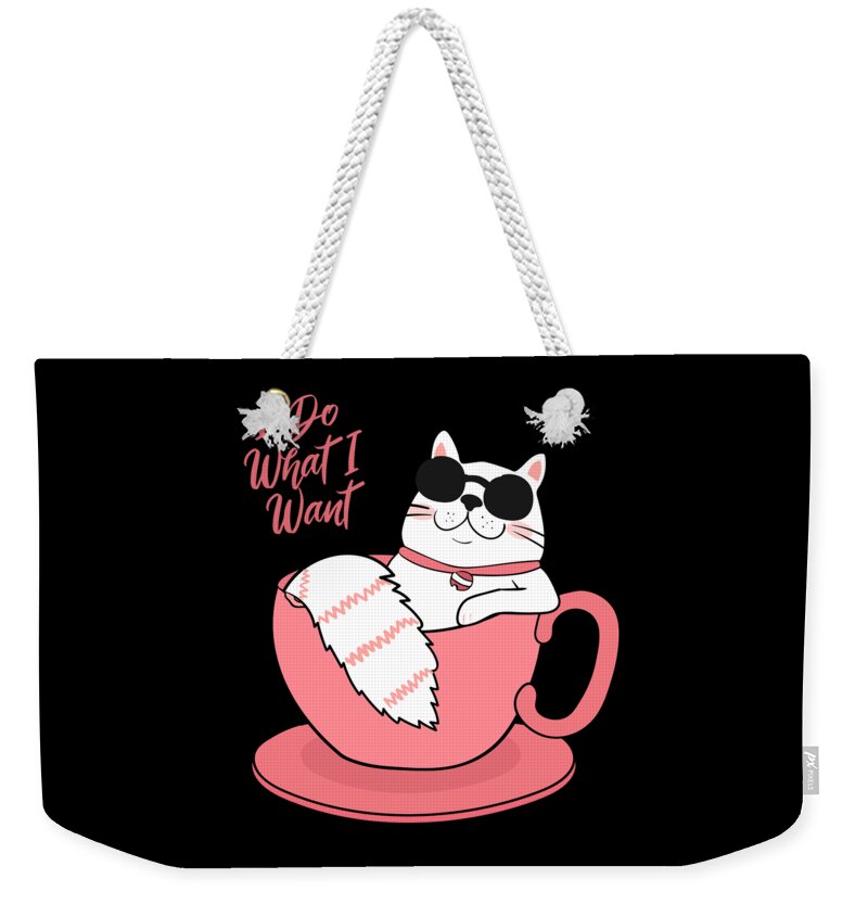 Sarcastic Weekender Tote Bag featuring the digital art I Do What I Want Funny Cat by Flippin Sweet Gear