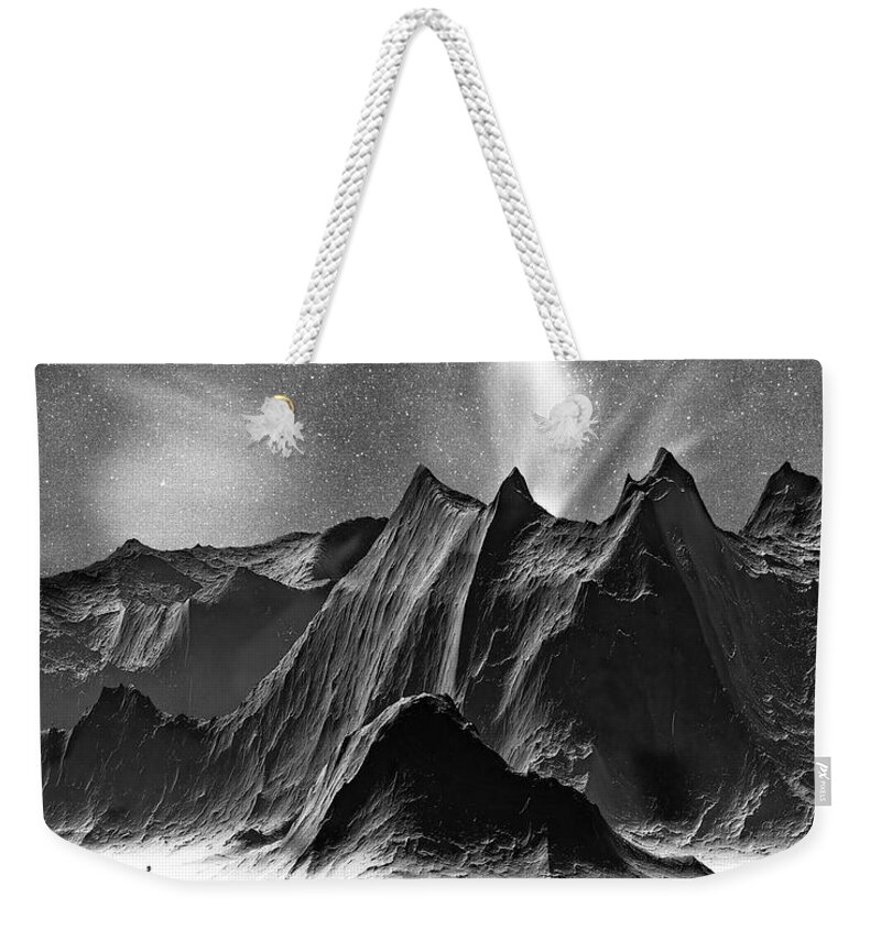 Black And White Landscape Weekender Tote Bag featuring the photograph I fly the night sky by Sofie Conte