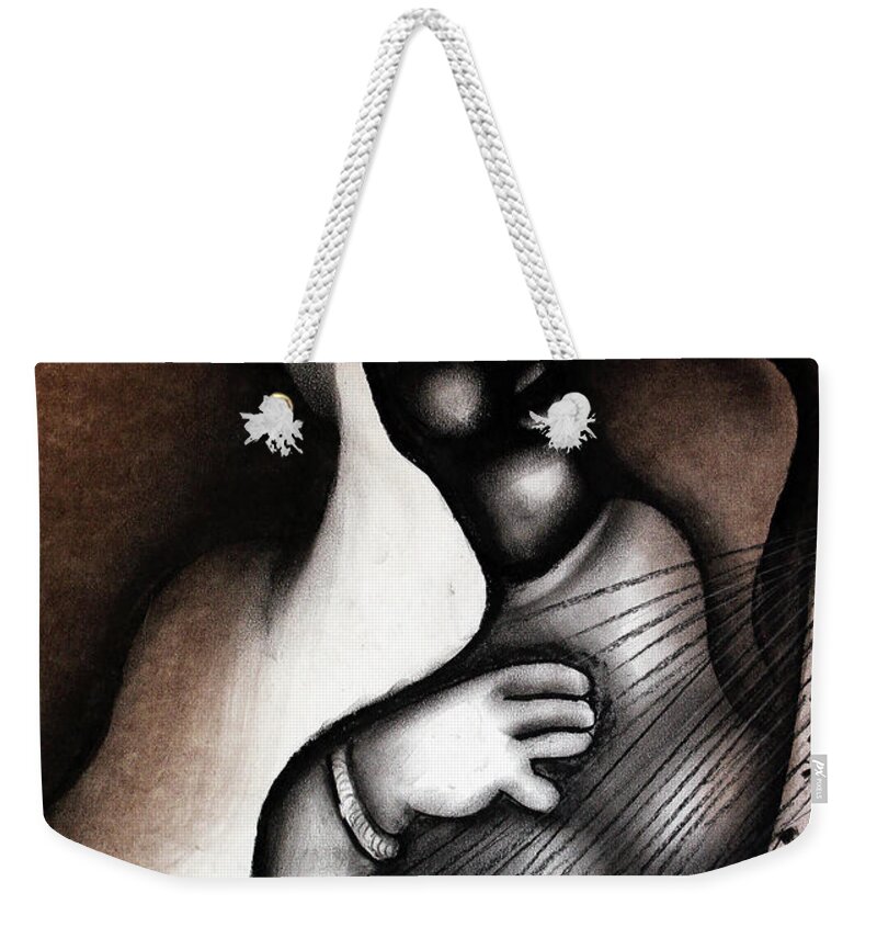 Moa Weekender Tote Bag featuring the painting I Hear An Angel by David Mbele