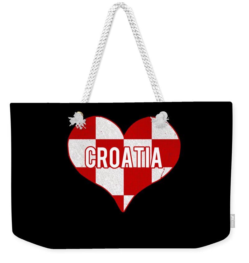 Funny Weekender Tote Bag featuring the digital art I Love Croatia Jersey by Flippin Sweet Gear
