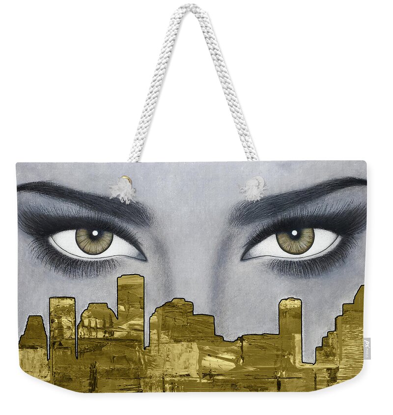 Houston Weekender Tote Bag featuring the mixed media I Love Houston II by Lynet McDonald