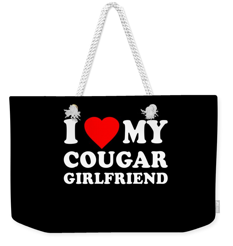 Cool Weekender Tote Bag featuring the digital art I Love My Cougar Girlfriend by Flippin Sweet Gear