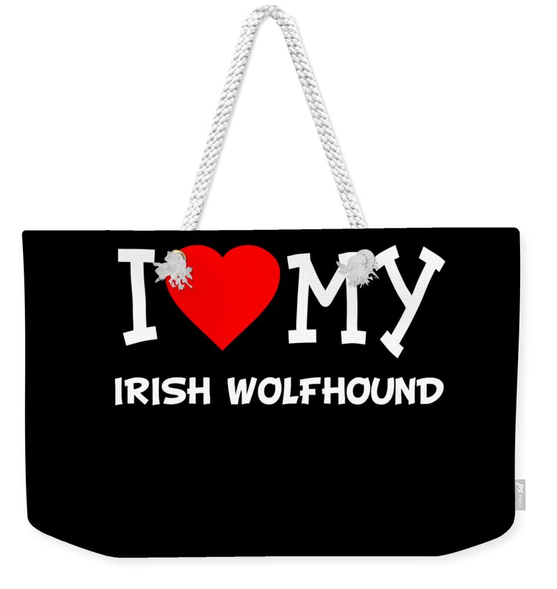 Pet Weekender Tote Bag featuring the digital art I Love My Irish Wolfhound Dog Breed by Flippin Sweet Gear