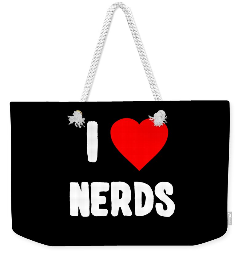 Cool Weekender Tote Bag featuring the digital art I Love Nerds by Flippin Sweet Gear