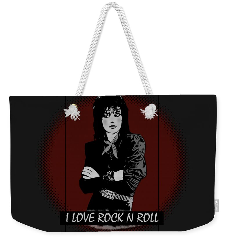 Joan Jett Weekender Tote Bag featuring the digital art I love rock n roll by Christina Rick