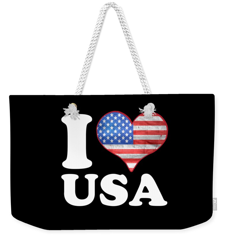 Funny Weekender Tote Bag featuring the digital art I Love the USA Patriotic by Flippin Sweet Gear