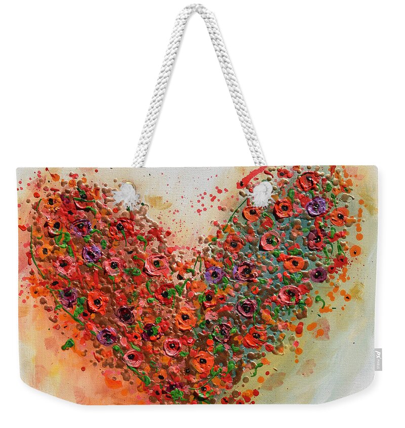 Heart Weekender Tote Bag featuring the painting I Love Wildflowers by Amanda Dagg